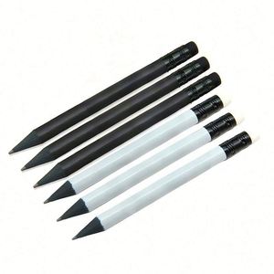 Crayons de golf ronds personnalisés avec logo imprimé, mine HB, en bois noir mat, avec gomme, en vrac, mini - Product Image 3