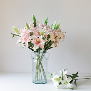 Bouquet de fleurs de lys artificielles rose et blanc 30cm-100cm en caoutchouc souple pour la décoration intérieure Saint-Valentin - Product Image 3
