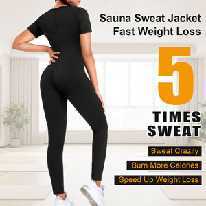 Corset complet pour femmes vêtements de yoga de sport une pièce combinaison de <span class=keywords><strong>sauna</strong></span> à fermeture éclair pour la perte de poids Corset de contrôle abdominal à manches courtes - Product Image 4