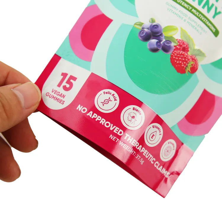 Großhandel kundenspezifisch verfügbar klarer schwarzer Plastikbeutel Verpackungsbeutel für Gummibärchen Zuckerwaren zur Verpackung von Lebensmitteln