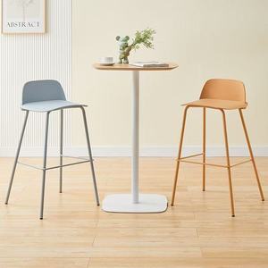 Taburete de Bar Moderno Minimalista con Estructura Metálica Nórdica, Respaldo Alto, para Cafetería, Tienda de Té con Leche, Recepción, Mueble Comercial No Plegable - Product Image 3
