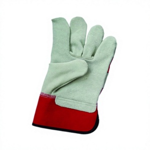 Heavy Duty Leather Work <b>Gloves</b> Red Gray Smooth Fingertips Breathable Anti-Slip Abrasion Resistant Tapered Cuff <b>Latex</b>-Free - Product Image 4
