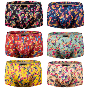Calzoncillos bóxer ajustados y sexys para hombre, diseño de ángulo plano con estampado de flores exóticas, de poliéster. - Product Image 6
