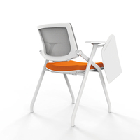 Chaise de formation pliable en plastique avec roulettes pour bureau milieu dossier maille PP coque fixe ABS accoudoir quatre jambes chaise de zone d'attente