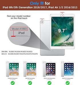 Étui pour iPad 6e/5e génération 9,7 pouces <span class=keywords><strong>2018</strong></span>/2017 et pour iPad Air 2/1, housse de protection en cuir premium pivotante à 360 degrés avec support et porte-stylet - Product Image 2