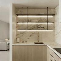 Bibliothèque sur mesure avec supports en métal aluminium, étagères en bois massif, éclairage LED, design moderne et simple, vente en gros d'usine