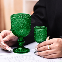 Verres à vin en verre gaufré StarLuckINT, gobelets en cristal coloré vintage, verres à pied long romantiques pour mariage et fête