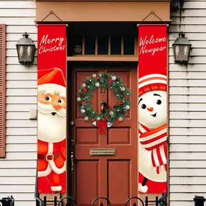 2023 nuevo producto Venta caliente decoración puerta del hogar banderas colgantes poliéster pareado puerta Banner para Navidad