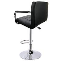 Tabourets de bar réglables léopard avec accoudoirs, dossier carré pivotant, double couture avec dossier, lot de 2 (noir)