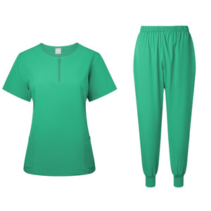 Women's Medical Scrub Set Short Sleeve Top With Pockets And Trousers Moisture Wicking Knitted Uniform For Nurses Doctors - Product Image 2