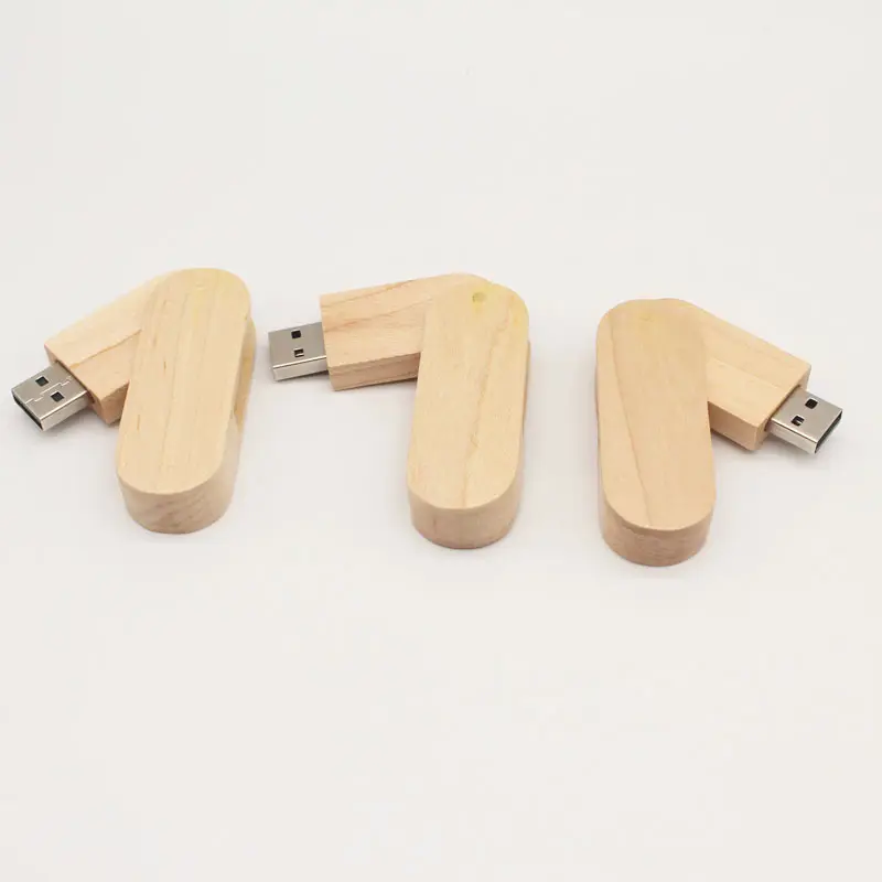 Unidad Flash Usb de madera ovalada, Pendrive giratorio de bambú, nogal, madera roja, logotipo grabado, regalo, Memoria Flash 2,0, 3,0