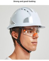 Casque de sécurité à bande réfléchissante Lunettes de protection ABS respirantes Surveillance de chantier Casque de leadership d'ingénierie