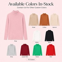 Logo Kustom OEM ODM Wanita Mock Neck Ribbed Knit Sweater Musim Gugur Musim Dingin Layering Hangat Pullover Lengan Panjang Warna Solid Atasan
