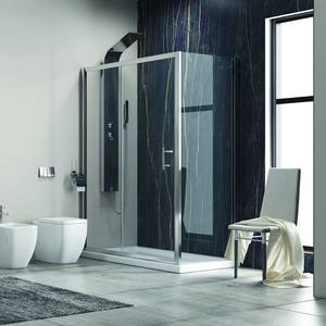 Kamalu KF5000S moderno 100x80cm angolo doccia 6mm vetro anticalcare rettangolare vassoio telaio in alluminio per bagno - Product Image 2