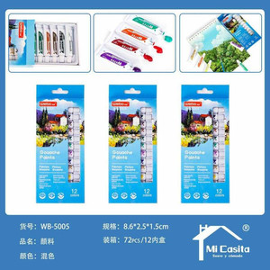 All'ingrosso 12 colori Gouache acquerello Set 72 pezzi Per scatola Per artisti e studenti su tela di vetro di carta - Product Image 1