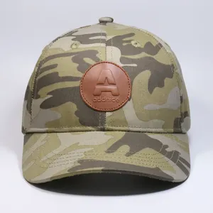 사용자 정의 로고 6 패널 가죽 카모 모자 어린이 유아 야구 모자