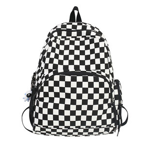 Black <strong>White</strong> Printing <strong>Mini</strong> <strong>Backpack</strong> Casual Plaid Book Bag Checkerboard <strong>Backpack</strong> - Product Image 1