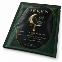 Sachet personnalisé imprimé à chaud avec feuille d'or 28 ml, anti-odeur, qualité alimentaire, scellé sur trois côtés, avec encoche de déchirement, pour emballage de masque facial à l'essence fermentée