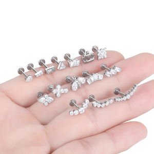 <span class=keywords><strong>Piercing</strong></span> de <span class=keywords><strong>Labio</strong></span> G23 de Titanio con Circonitas, <span class=keywords><strong>Piercing</strong></span> de Cartílago, Tragus, Joyería para Perforaciones Corporales para Chicas - Product Image 4