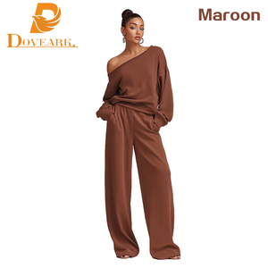 Drop Shoulder Formal Solid 2 Piece Outfits for Women Sexy Long Sleeve Sweatsuit Jogging <strong>Pants</strong> Sets Tracksuit Breathable Pockets - Product Image 5