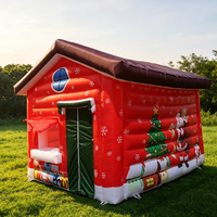 Ventes Flash : Tente Cabane Gonflable Personnalisée de Noël en Forme de Maison du Père Noël pour Jardin, Pelouse, Fête et Décoration de Fêtes