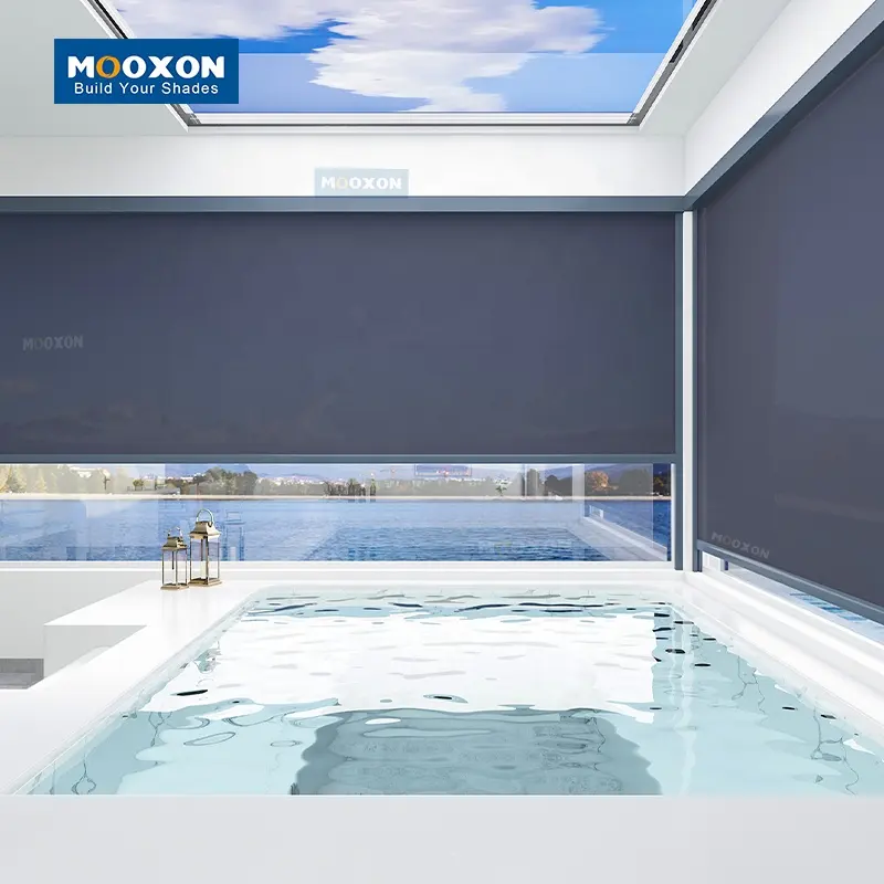 Mooxon-Persianas enrollables venecianas con cremallera para exteriores, persianas enrollables para ventanas, OEM