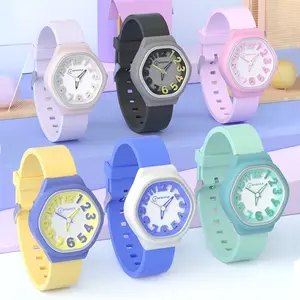 Nuevo Reloj simple de cuarzo para niños, reloj femenino silencioso para examen de estudiante de grado impermeable para natación