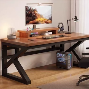 Escritorio de ordenador de escritorio de estilo nórdico de madera maciza con estantería, escritorio de trabajo de deportes electrónicos grueso para estudiantes domésticos para escribir - Product Image 1