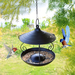 Mangeoire à oiseaux suspendue noire élégante, décoration de jardin en métal durable, attire divers oiseaux, idéale pour l'extérieur, pour tous les oiseaux - Product Image 1