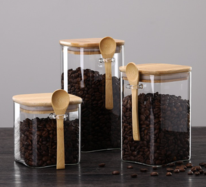 Pot carré <span class=keywords><strong>en</strong></span> <span class=keywords><strong>verre</strong></span> borosilicate de haute qualité pour grains de café, capacité 1-2L, <span class=keywords><strong>grand</strong></span> format, rouge, écologique, avec couvercle hermétique, stockage multifonctionnel - Product Image 1