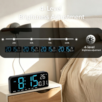 Große Digitale LED Elektronische Hintergrundbeleuchtete Wecker Tisch- und Wanduhr mit Temperaturanzeige und Kalender USB-Betrieb Heimdekoration für Wohnzimmer und Büro