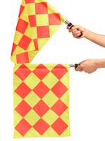 Drapeau d'arbitre de football à main en polyester imperméable d'usine avec poignée en mousse pour accessoires de match de football