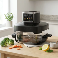 Friteuse à air en verre 1800W, capacité 4L+6L, contrôle numérique, électrique moderne sans huile pour usage domestique, garantie 1 an