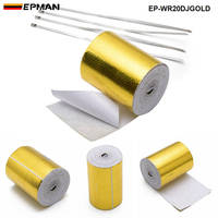 EPMAN Bande adhésive thermique auto-adhésive 2''x5m, film thermique doré 450 ° Résistant à la chaleur pour tuyau d'échappement Catback et compartiment moteur EP-WR20DJGOLD