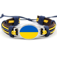 Bracelet en cuir de vachette PU drapeau espagnol Do Trademark Woven Color Wax String Time Gem