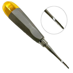 Elevador de punta de raíz para extracción dental de alta calidad, 3 mm, mango hueco recto, acero inoxidable alemán, mango dorado - Product Image 5