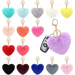 Wholesale Mini Key Chain Plush Heart Shape Keychain Ring Gift Pendant Key Chains