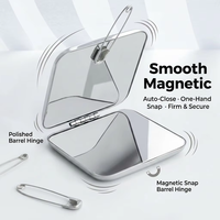 Miroir de maquillage pliable compact en acier inoxydable, double face, portable, miroir de poche cosmétique, mini miroir à main pour femmes, logo personnalisé