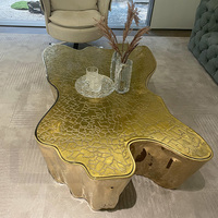 Gainsville Furniture Table centrale de luxe au design unique Eden Gold Tables basses en acier inoxydable doré au design nordique pour hôtel