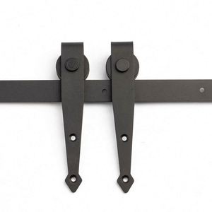WEKIS Kit de suspension pour porte de grange en acier et laiton durable, style flèche, quincaillerie coulissante noire pour chambre, cuisine et extérieur - Product Image 1