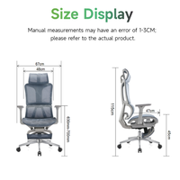 Chaise ergonomique en maille à fonctions complètes avec inclinaison à 160° °   Fauteuil inclinable, repose-pieds, chaise de bureau ergonomique avec vérin à gaz de classe 4