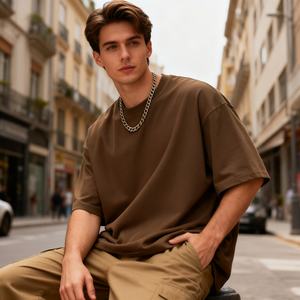 TKAN599D Nueva Moda Masculina de Verano, 100% Algodón, Estilo Holgado, Hombros Caídos, Prenda Básica Lisa, Ropa Deportiva Urbana - Product Image 1