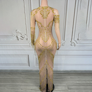 Novance Y4994 nuovi prodotti di tendenza nappe con strass abiti da ballo in oro 2025 eleganti abiti d'addio di lusso per Matric - Product Image 6