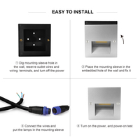 Luz LED Cuadrada Empotrada de Aluminio IP65 de 2W 3W, Doble Voltaje DC24V AC 100-240V, Haz de Luz de 120 Grados, Cristal Transparente para Pasillos y Balcones