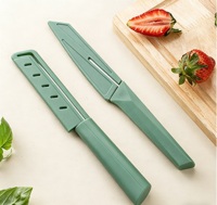 Cuchillo de Cocina de Acero Inoxidable con Funda Protectora, Cuchillo para Cortar Frutas Color Verde Matcha, Cuchilla Afilada