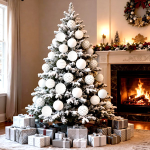 Flocking Velvet Covered Plastic <b>Christmas</b> Baubles Soft Flocked Hanging Ornaments For Xmas <b>Tree</b> Holiday Party Decor Wholesale - Product Image 4