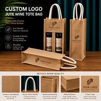 Sac à vin en toile de jute personnalisé avec logo, sac cadeau pour 1 ou 2 bouteilles, pochette de transport pour vin rouge avec poignées pour vin blanc, champagne