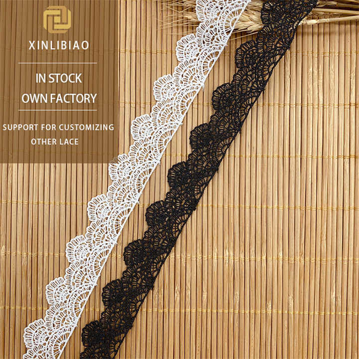 Unilateral Polyester Silk Bar Code Wave Hollow Embroidery