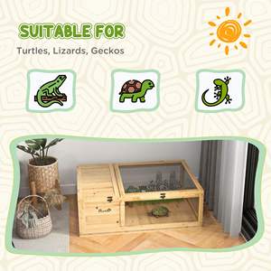 Cage rectangulaire en bois PawHut pour tortues, terrarium pour reptiles, grand habitat pour animaux de compagnie, intérieur/extérieur, avec fermeture à bouton-pression - Product Image 3