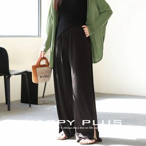 รันฉีกางเกงเอวสูงสำหรับผู้หญิงไซส์ใหญ่ สีดำ ผ้าถัก ยืดได้ กางเกงขายาวสำหรับฤดูร้อน รุ่น N8927 - Product Image 3